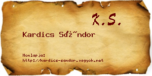 Kardics Sándor névjegykártya